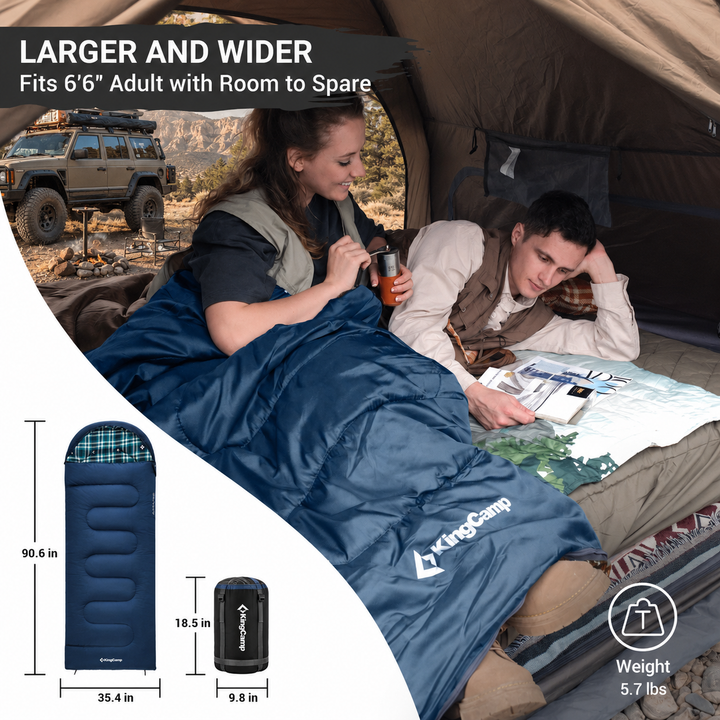 KingCamp 32F Flannel-Lined 3-Season Sleeping Bag