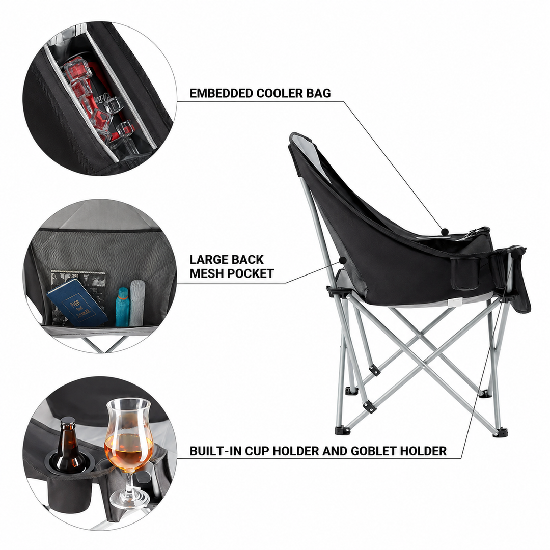 KingCamp Oversized Single Camp Sofa Chair with Cooler Bag
