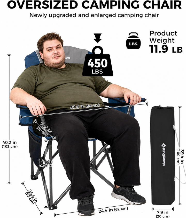 KingCamp JUNIPER C10 Oversized Folding Chair with Adjustable Lumbar Support