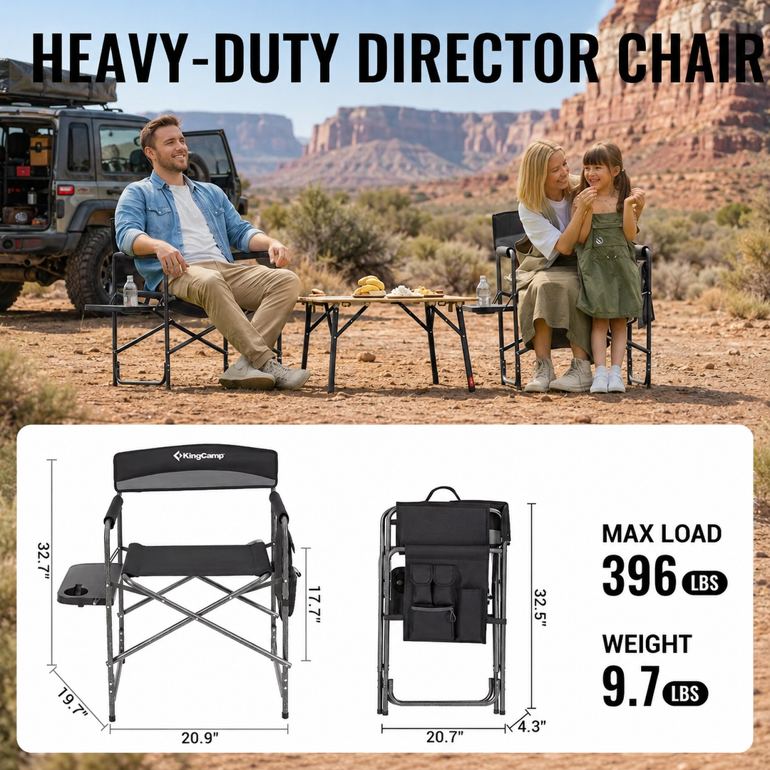 KingCamp ASH B10 Heavy Duty Director's Chair with Side Table