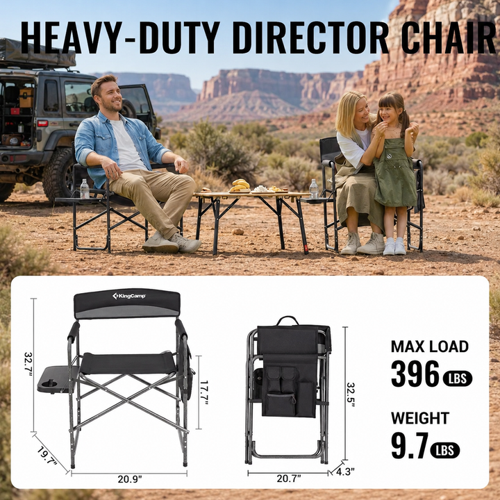 KingCamp ASH B10 Heavy Duty Director's Chair with Side Table