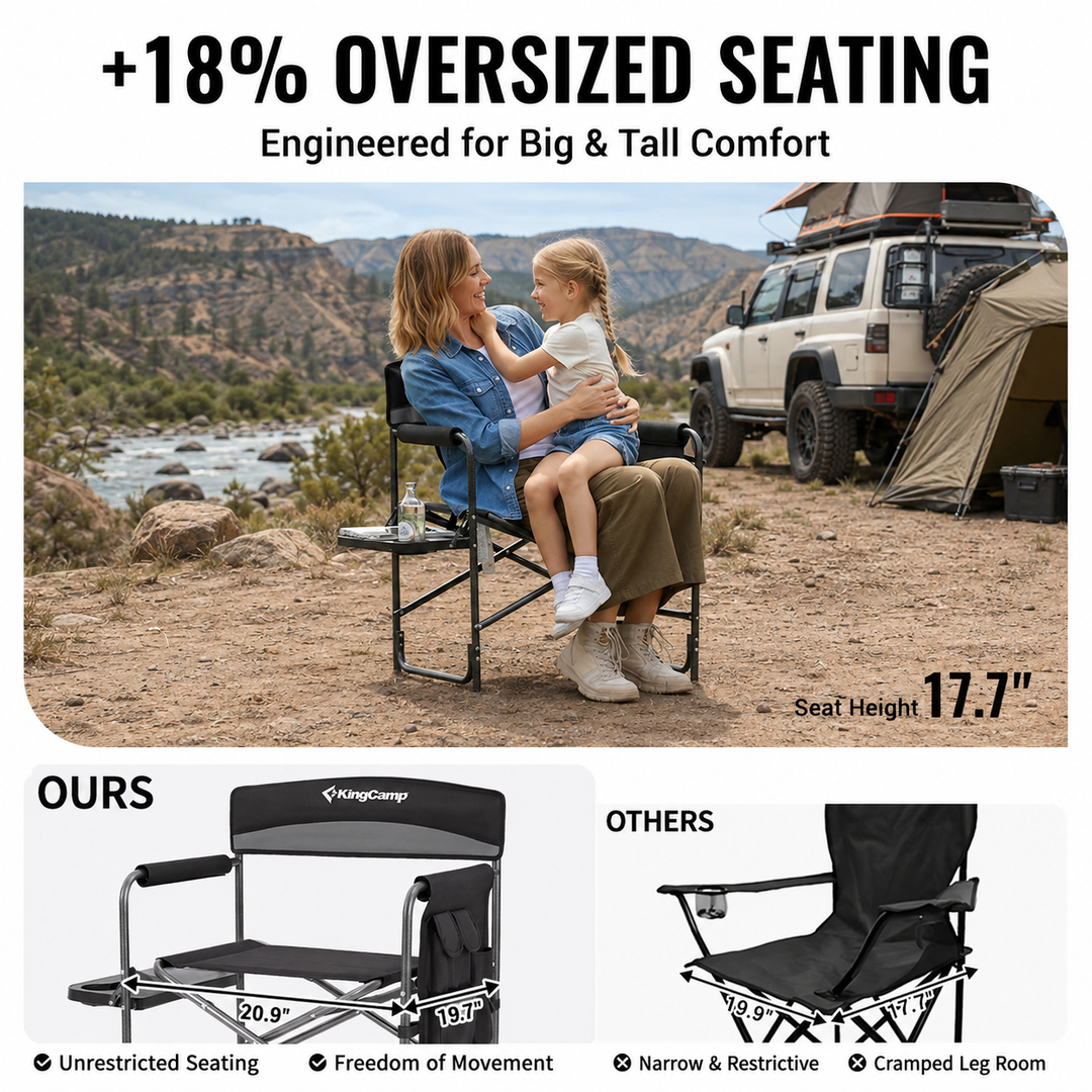 KingCamp ASH B10 Heavy Duty Director's Chair with Side Table