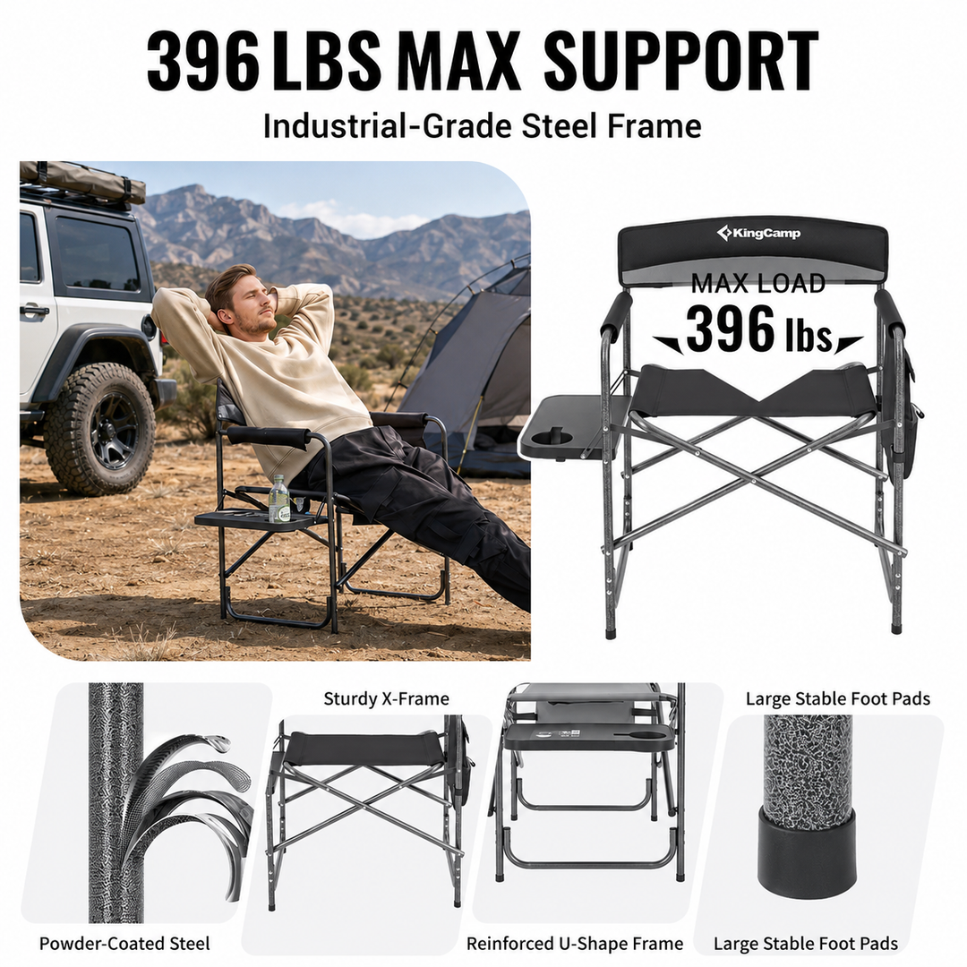 KingCamp ASH B10 Heavy Duty Director's Chair with Side Table