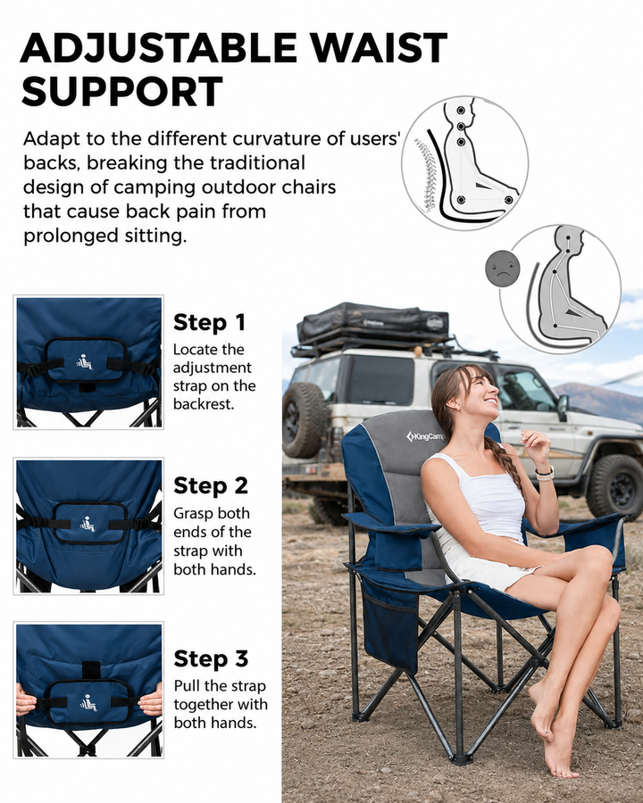 KingCamp JUNIPER C10 Oversized Folding Chair with Adjustable Lumbar Support