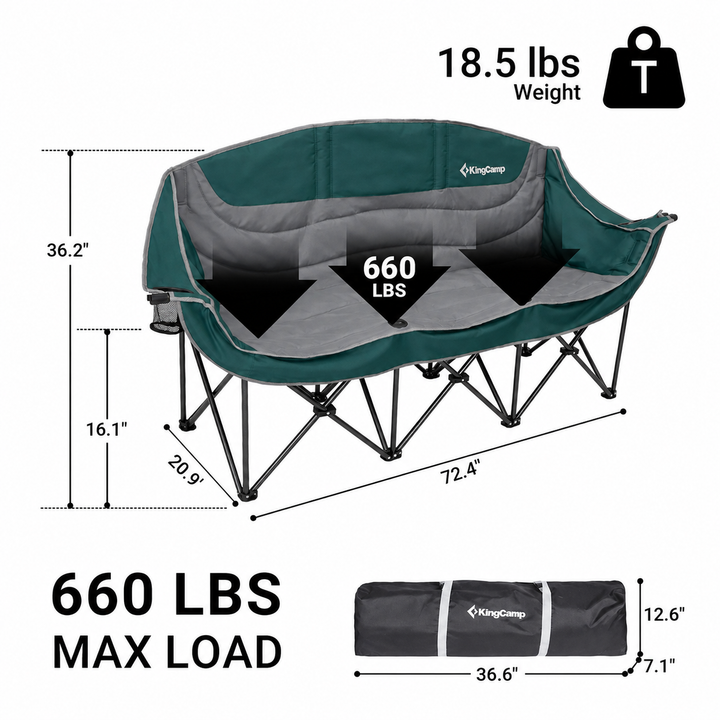 KingCamp CANNA C30 3-Person Family Camp Sofa