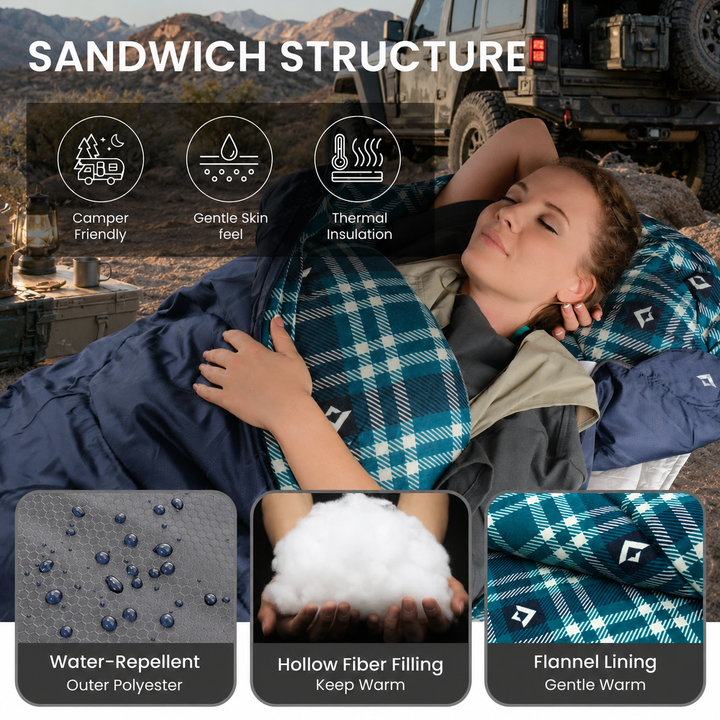 KingCamp 32F Flannel-Lined 3-Season Sleeping Bag