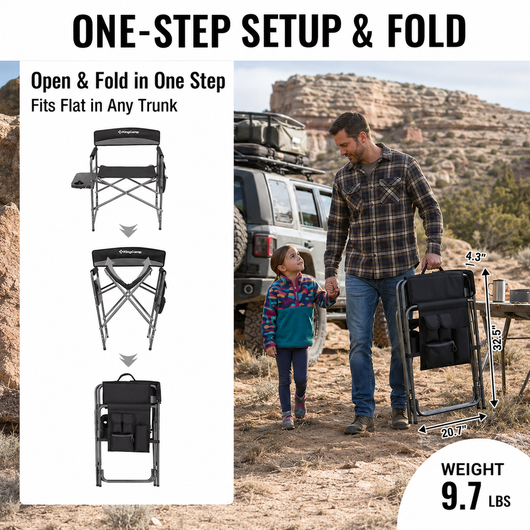 KingCamp ASH B10 Heavy Duty Director's Chair with Side Table