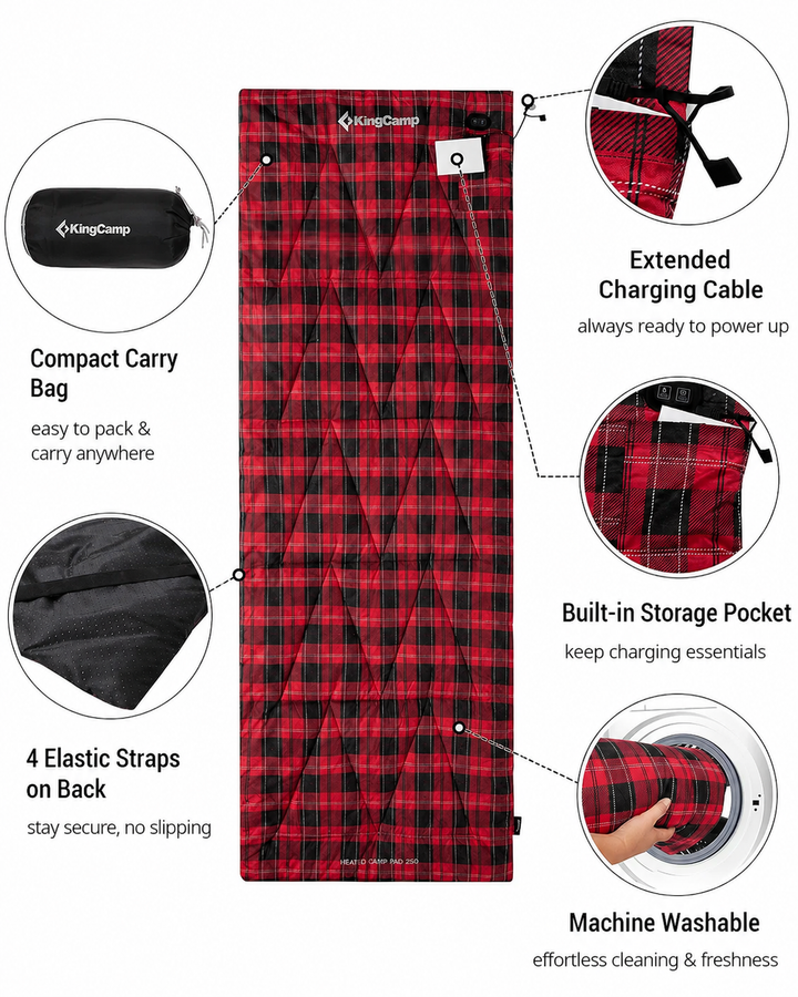 KingCamp 6-Zone Heated Sleeping Bag Liner & Cot Mat