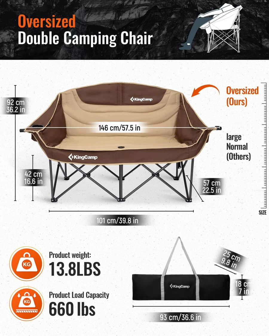 KingCamp CANNA C20 PLUS Oversized Double Camping Loveseat