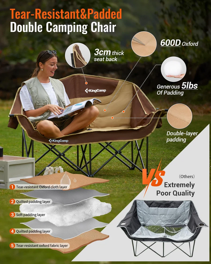 KingCamp CANNA C20 PLUS Oversized Double Camping Loveseat