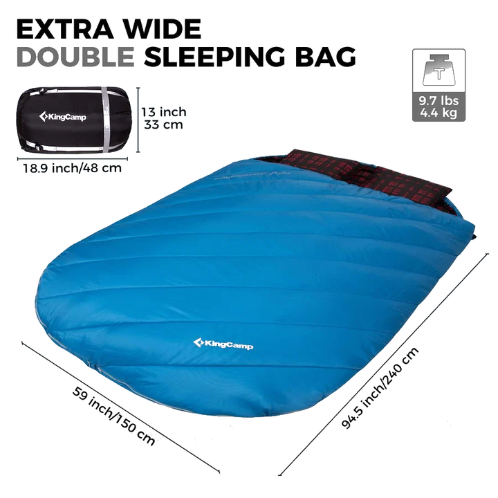 KingCamp FREESPACE 250D Flannel-Lined Double Sleeping Bag