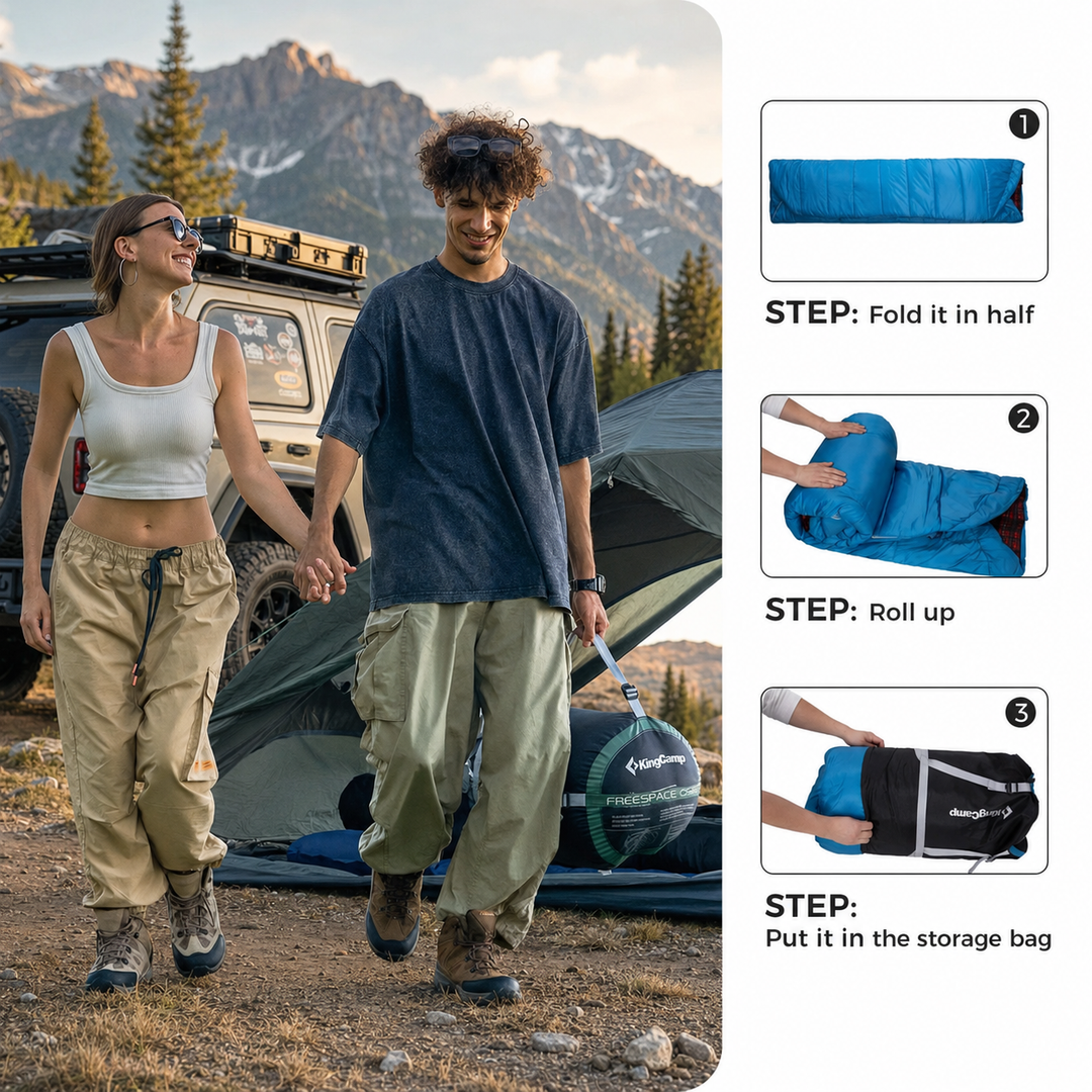 KingCamp FREESPACE 250D Flannel-Lined Double Sleeping Bag