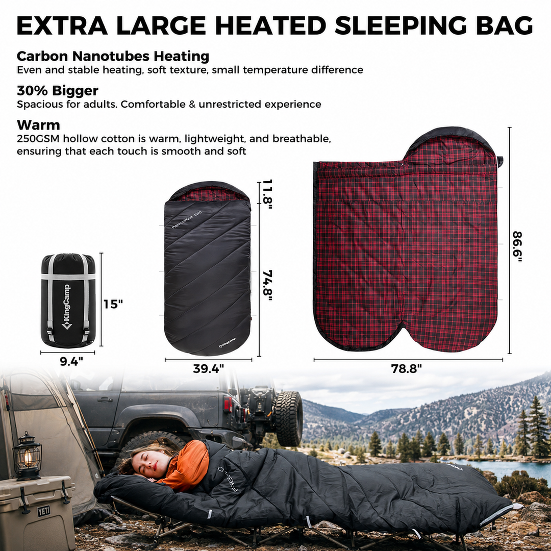 KingCamp FREESPACE HEATING 250 Extra-Wide Heated Sleeping Bag