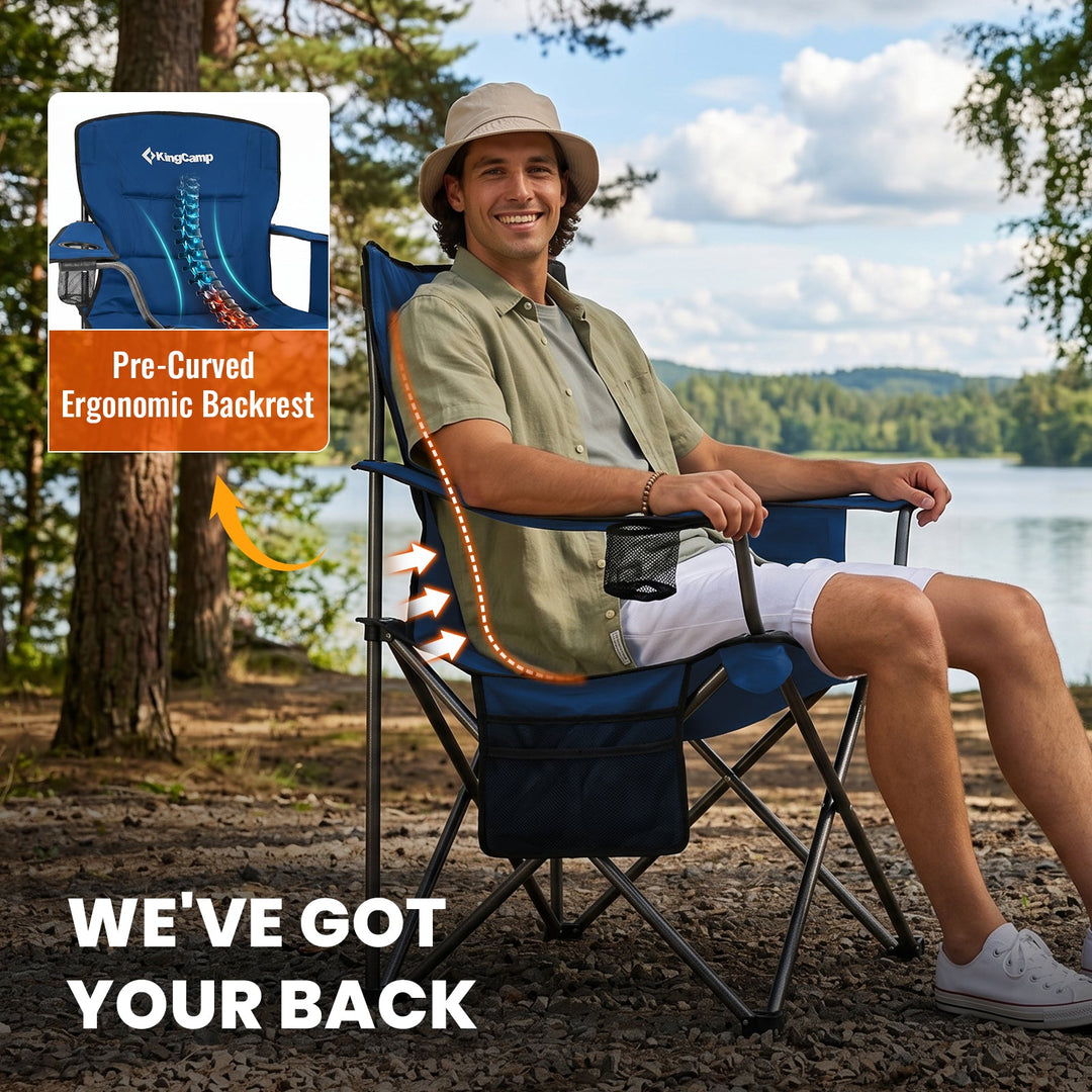 Padded camp chair in use outdoors