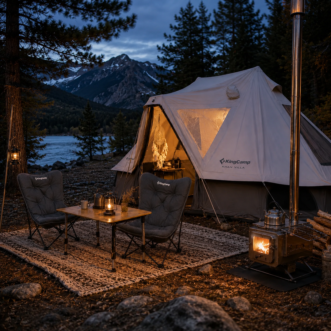 KingCamp KHAN VILLA 15FT TC Canvas Glamping Tent with Stove Jack