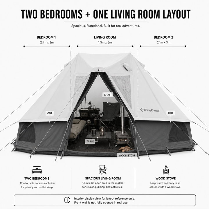 KingCamp KHAN VILLA 15FT TC Canvas Glamping Tent with Stove Jack