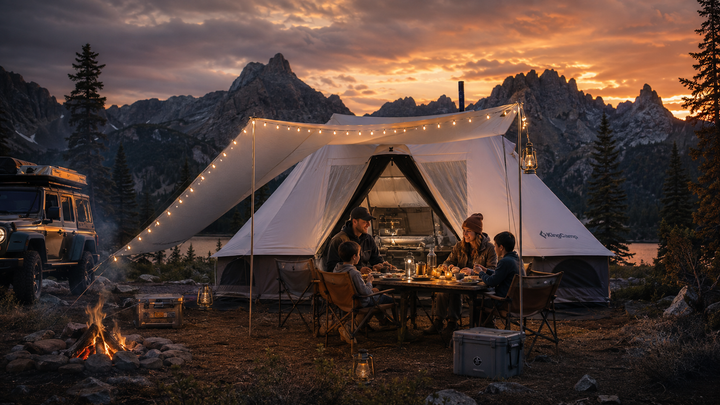 KingCamp KHAN VILLA 15FT TC Canvas Glamping Tent with Stove Jack