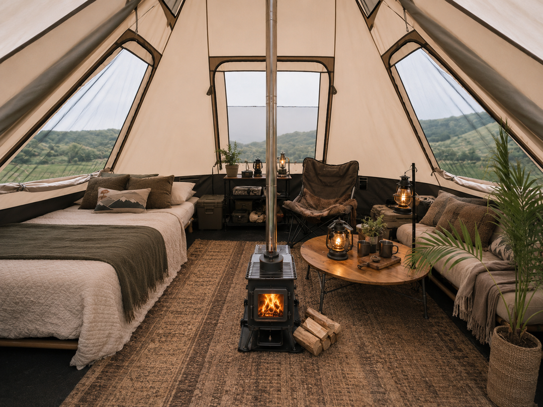 KingCamp KHAN VILLA 15FT TC Canvas Glamping Tent with Stove Jack
