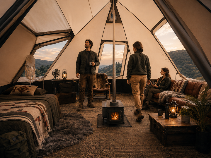 KingCamp KHAN VILLA 15FT TC Canvas Glamping Tent with Stove Jack