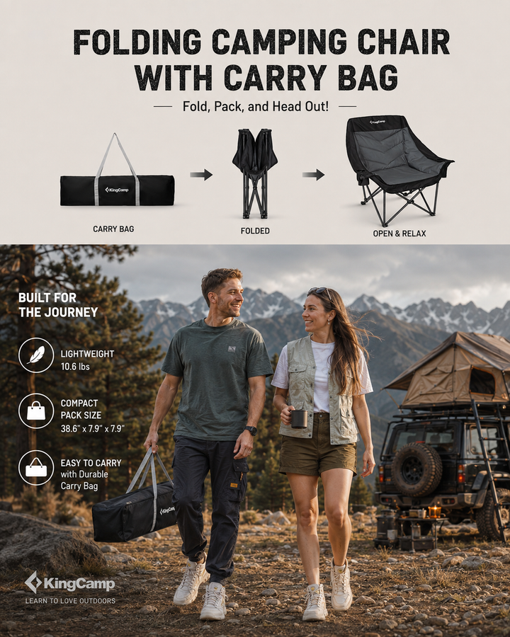 KingCamp Oversized Padded Camp Chair with Cooler Pouch