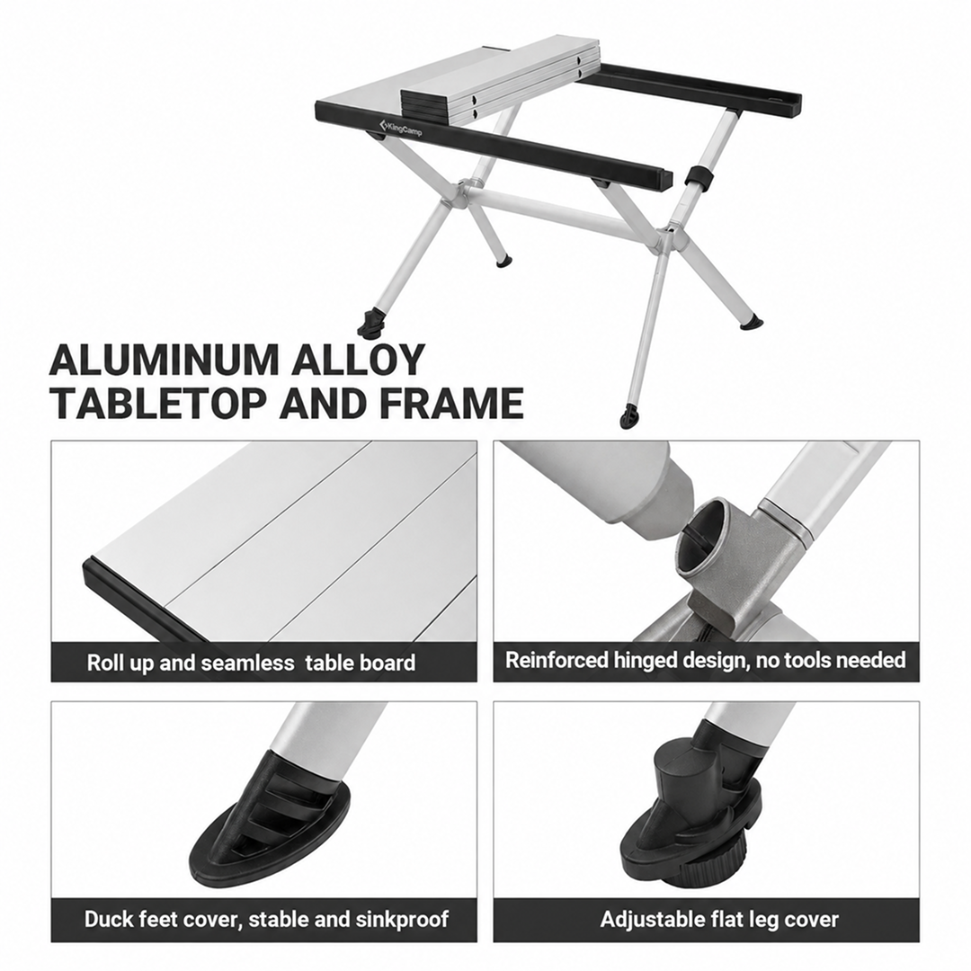 KingCamp Small Camping Aluminium Roll-Up Table