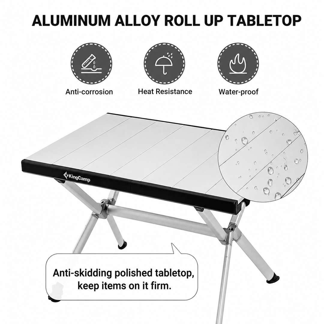KingCamp Small Camping Aluminium Roll-Up Table