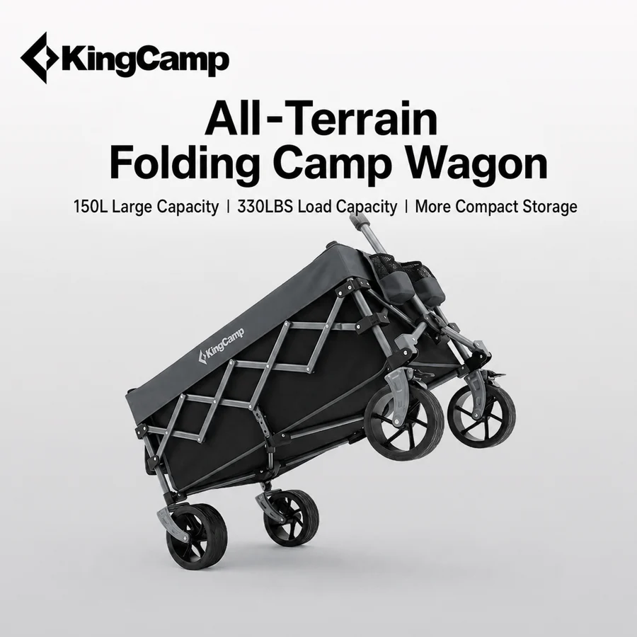 KingCamp TrailMate S6 Compact Folding Wagon — 150L, 330 lb Capacity