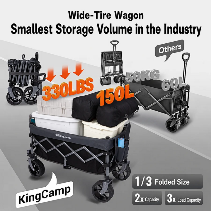 KingCamp TrailMate S6 Compact Folding Wagon — 150L, 330 lb Capacity