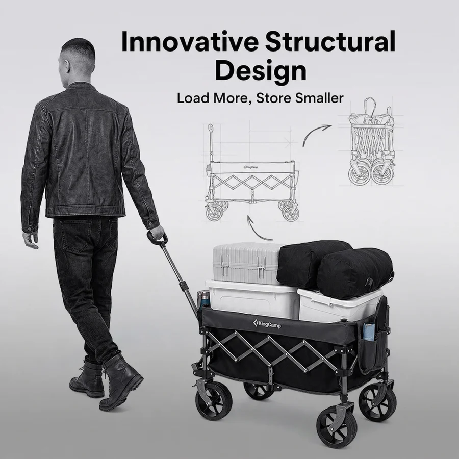 KingCamp TrailMate S6 Compact Folding Wagon — 150L, 330 lb Capacity