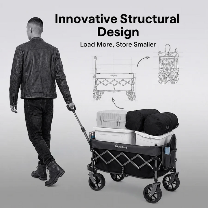 KingCamp TrailMate S6 Compact Folding Wagon — 150L, 330 lb Capacity