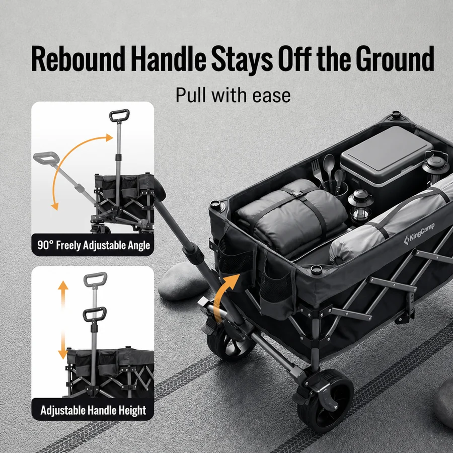 KingCamp TrailMate S6 Compact Folding Wagon — 150L, 330 lb Capacity