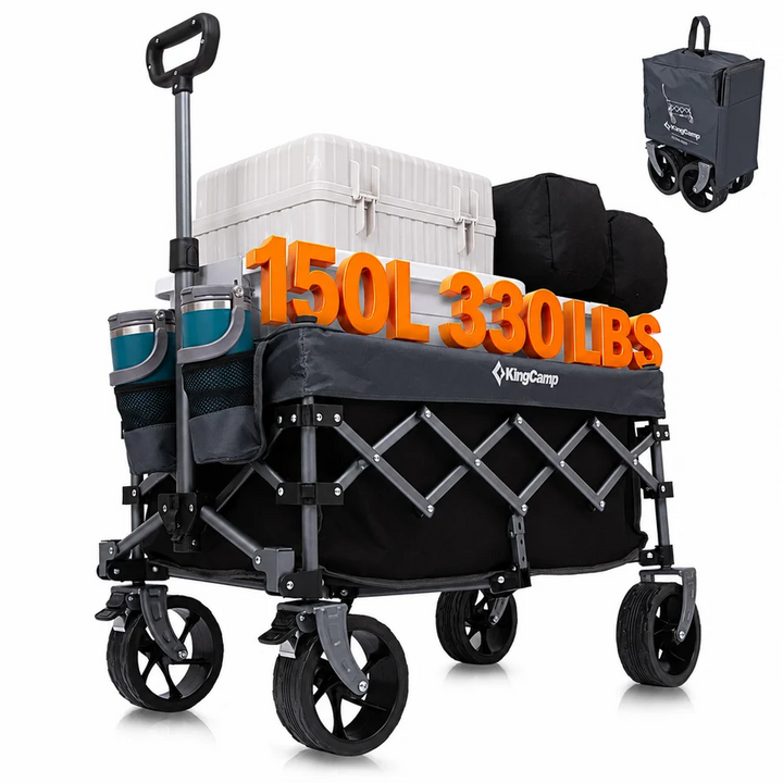 KingCamp TrailMate S6 Compact Folding Wagon — 150L, 330 lb Capacity