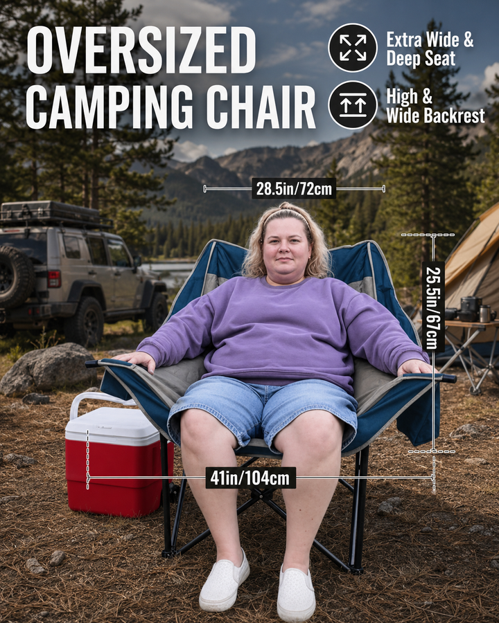 KingCamp Oversized Padded Camp Chair with Cooler Pouch