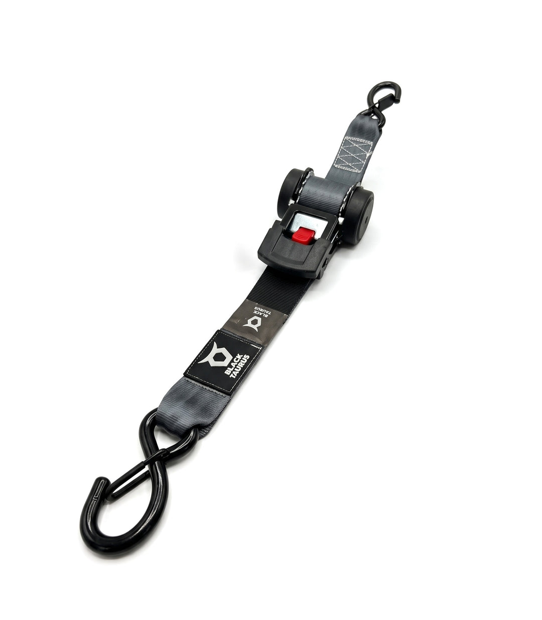 Single Taurus Retract 1650 2 in retractable ratchet strap with auto-retract housing, top hook and coated S-hook