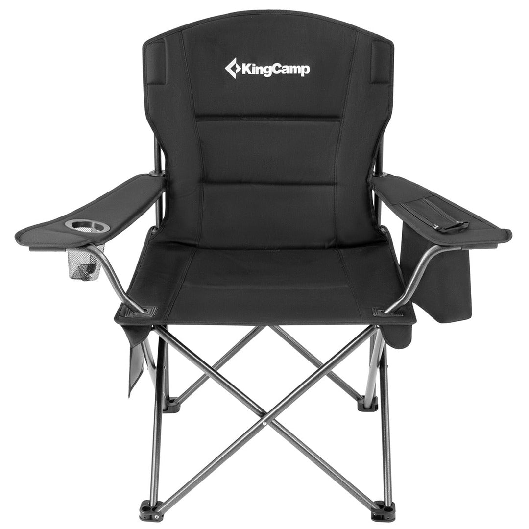 KingCamp Oversized Padded Camp Chair with Cooler Pouch, black