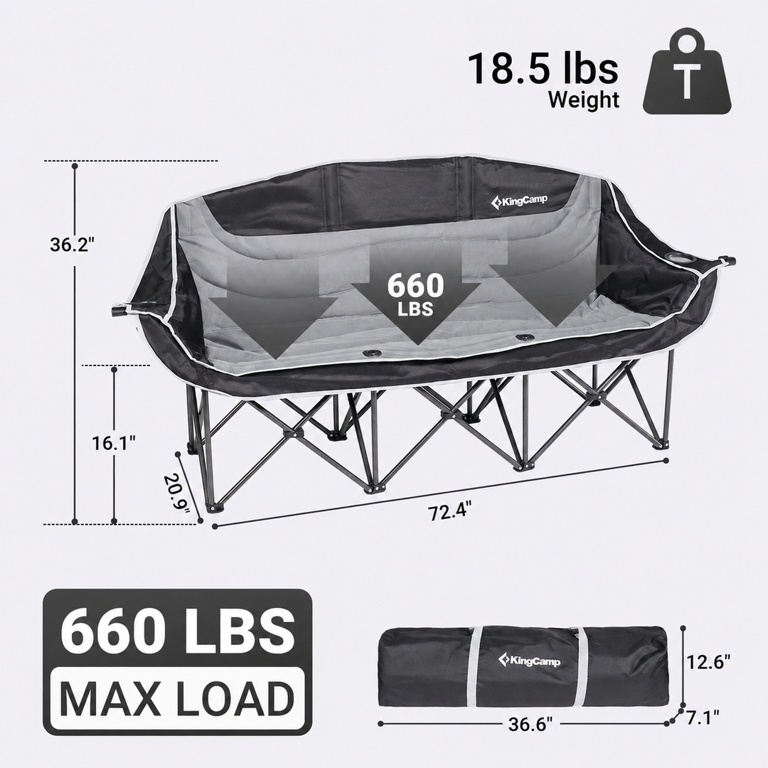 KingCamp Canna C30 3-Person Camping Sofa Chair