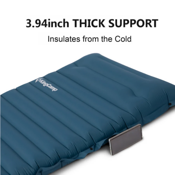 KingCamp DELUXE 10.1 Inflatable Sleeping Pad with Built-In Foot Pump