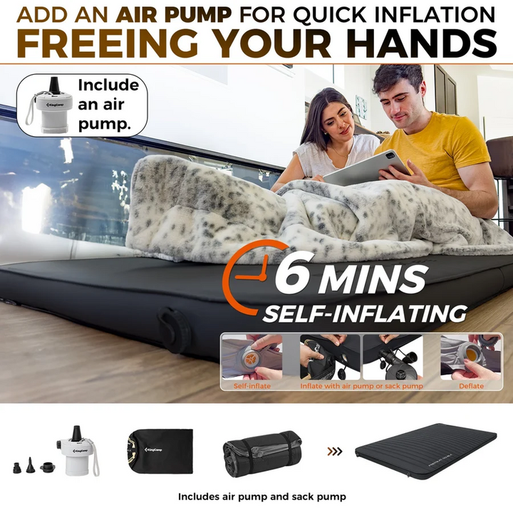 KingCamp Double Self-Inflating Camping Mattress with Built-In Pump