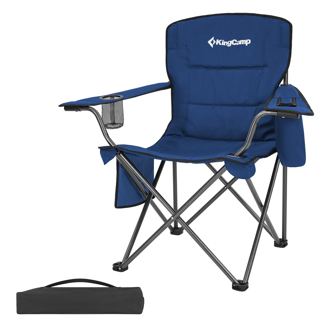 KingCamp Oversized Padded Camp Chair with Cooler Pouch, blue