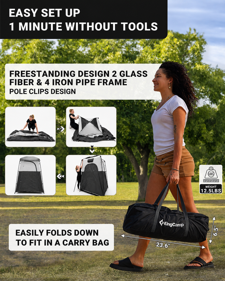 KingCamp Shower Tent with 20L Solar Shower Set