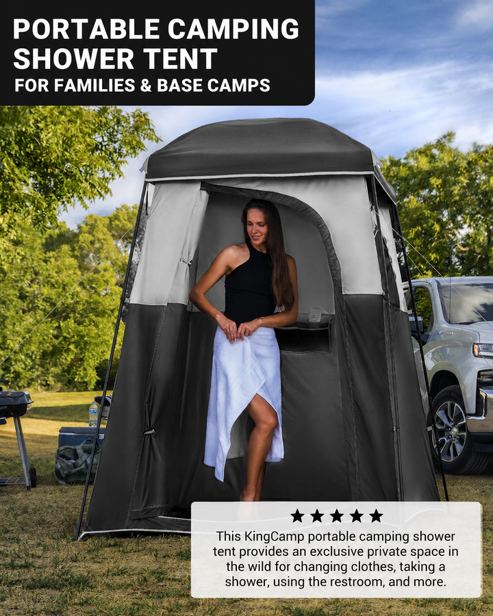 KingCamp Shower Tent with 20L Solar Shower Set